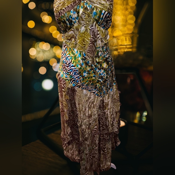 Diane Freis 100% Silk Multicolor Layered Dress - Picture 2 of 3